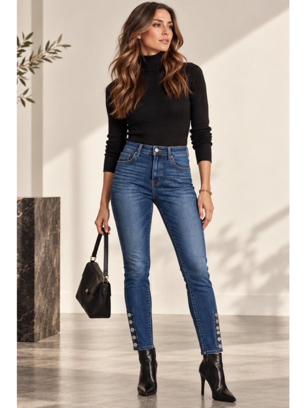 L'AGENCE Sonny Jeans 28 High Rise Skinny Blue Stretch Denim Button Ankle USA